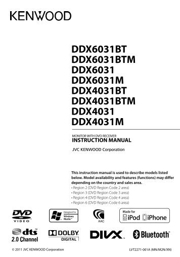 Kenwood DDX4033M Instruction Manual